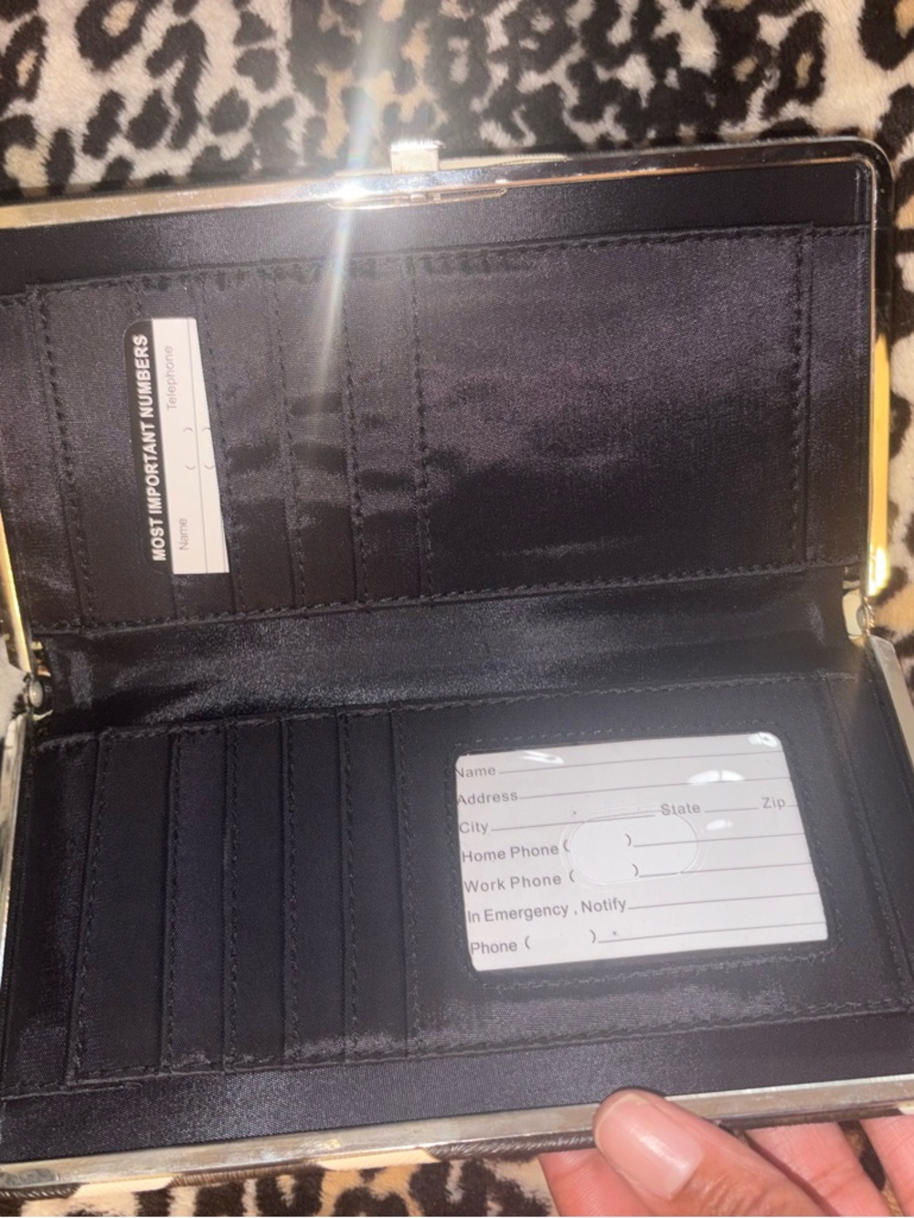 Giraffe Print Leather Wallet in Brown and Cream - Picture 3 of 4